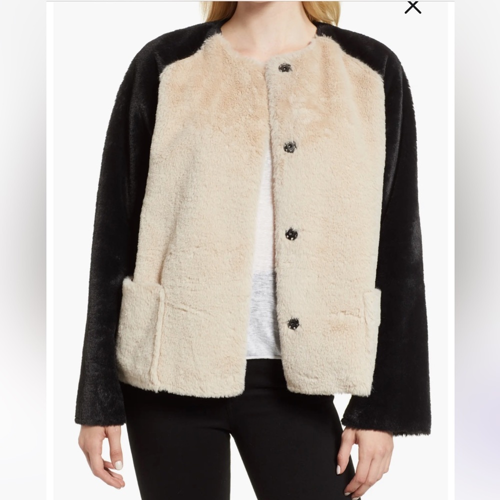 Velvet by Graham & Spencer Colorblock Faux Fur Jacket - Size small